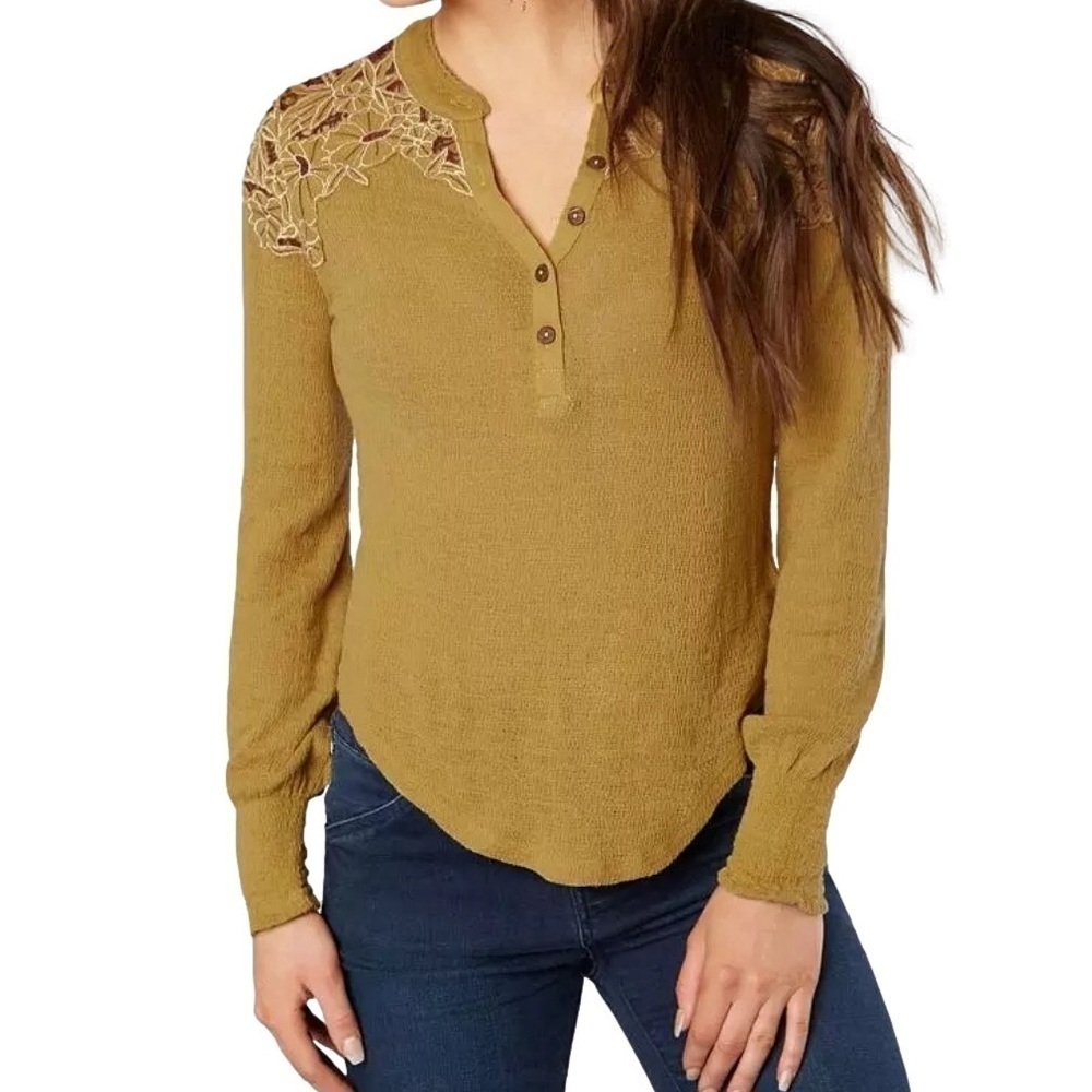 Free People Easy Breezy Henley Top, S